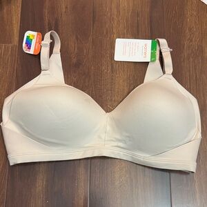 Warner's Soft Cream Push Up Wireless No Side Effects Bra Size Large